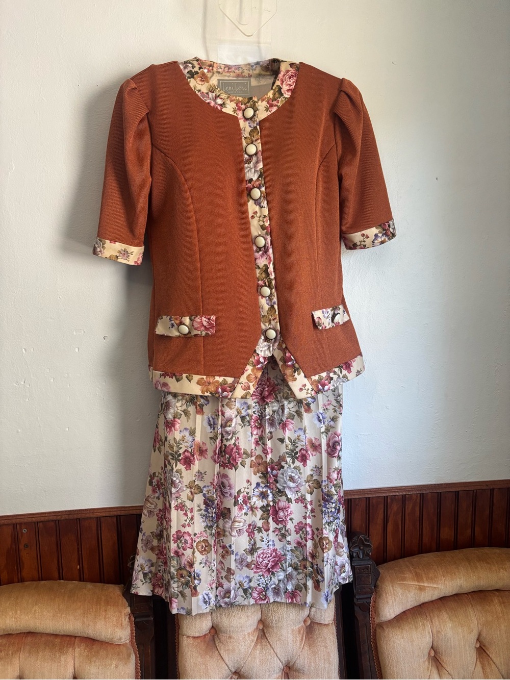 Vintage 1970s Leni Leni 2-Piece Pleated Floral Skirt Suit 🌸✨